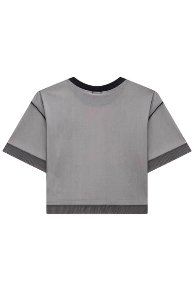Blusa Boxy Over em Meia Malha e Tule 80373 Vic&Vicky Teen Menina