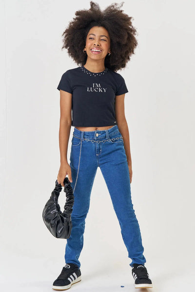 Blusa Cropped Teen Menina em Cotton 81488 Lilimoon