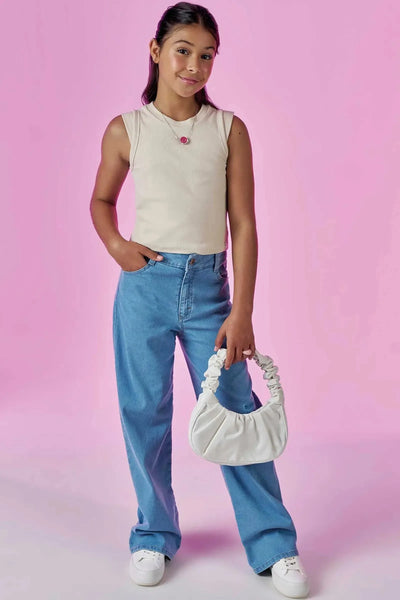 Blusa Regata Boxy em Canelado Liz 86904 Vic&Vicky Teen Menina