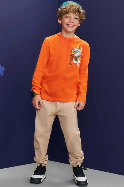 Calça Jogger em Sarja Soft 80520 Johnny Fox Teen Menino