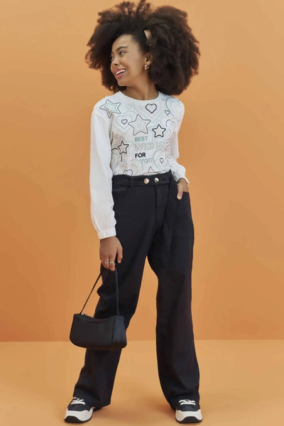 Calça Reta em Sarja com Elastano 79719 Lilimoon Teen Menina