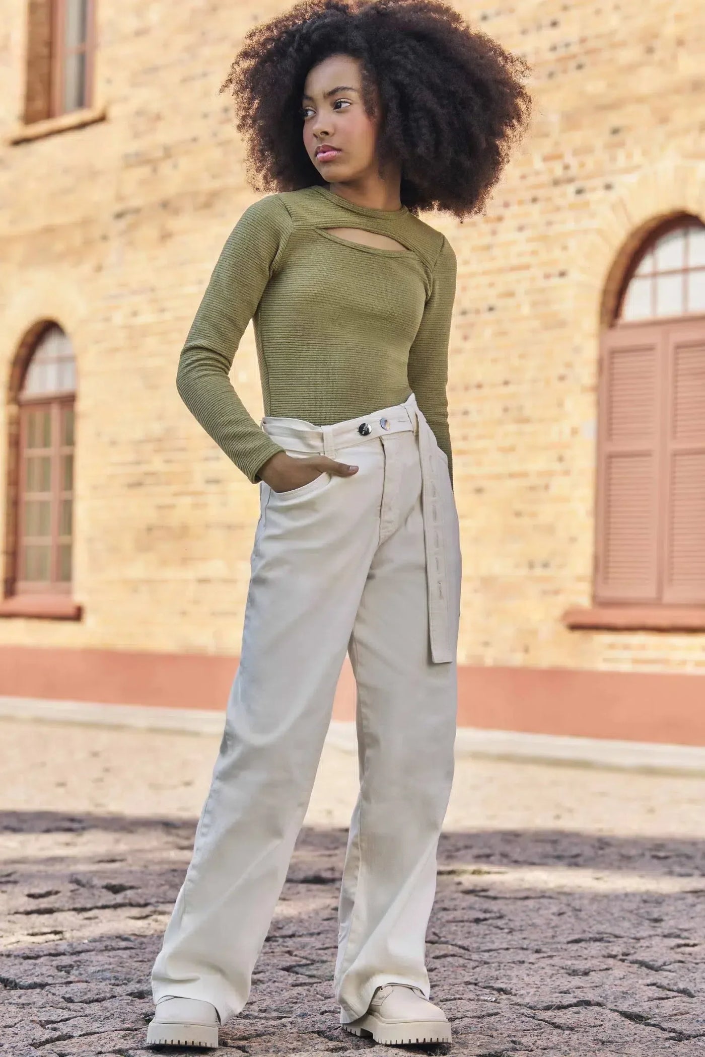 Calça Reta em Sarja com Elastano 79719 Lilimoon Teen Menina
