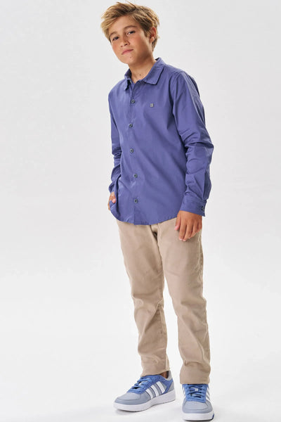 Calça Reta em Sarja Ônix com Elastano 80654 Johnny Fox Teen Menino