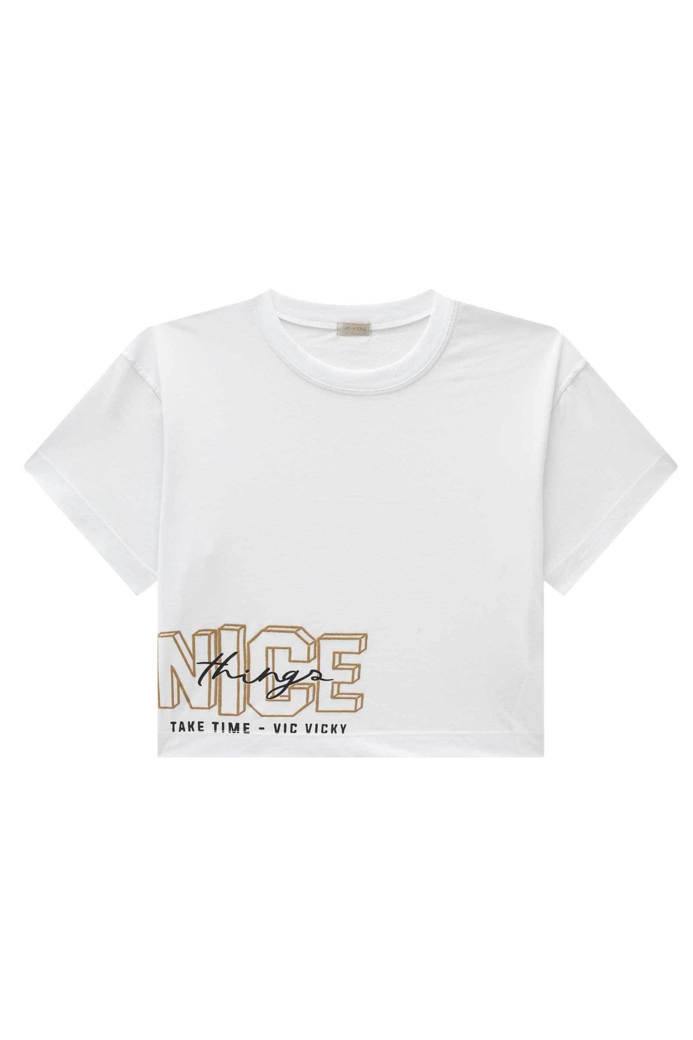 Camiseta Boxy Over em Meia Malha 82820 Vic&Vicky Teen Menina