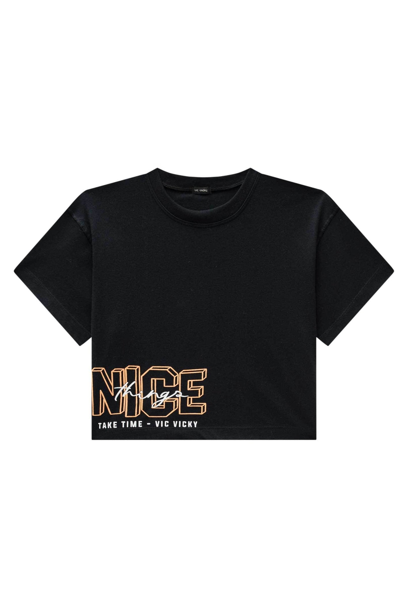 Camiseta Boxy Over em Meia Malha 82820 Vic&Vicky Teen Menina