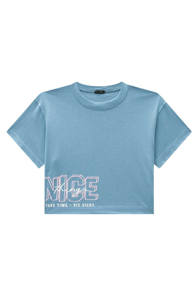 Camiseta Boxy Over em Meia Malha 82820 Vic&Vicky Teen Menina
