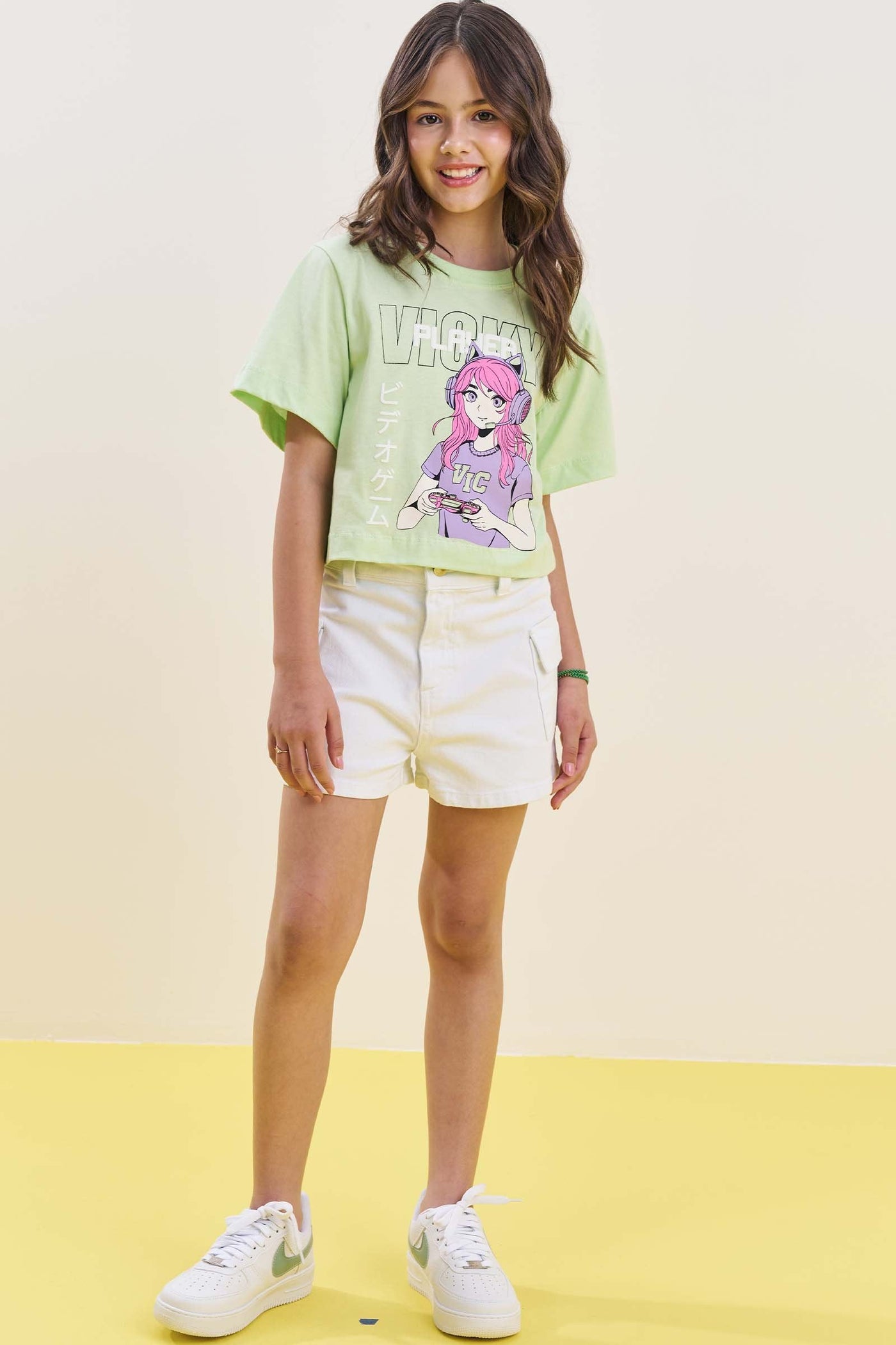 Camiseta Boxy Over em Meia Malha 85313 Vic&Vicky Teen Menina