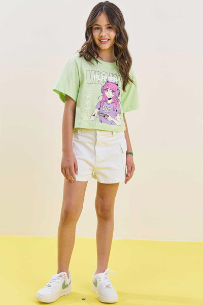 Camiseta Boxy Over em Meia Malha 85313 Vic&Vicky Teen Menina