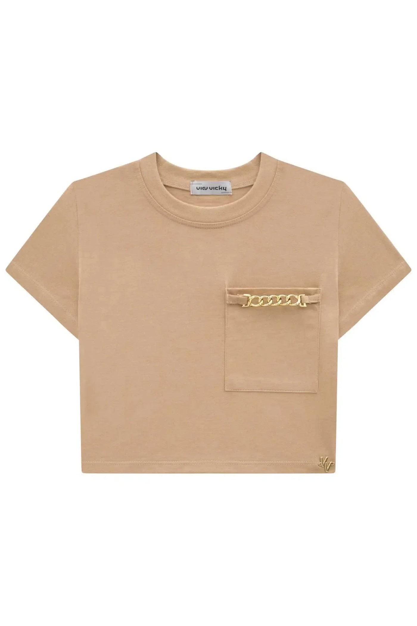 Camiseta Cropped em Meia Malha 79076 Vic&Vicky Teen Menina