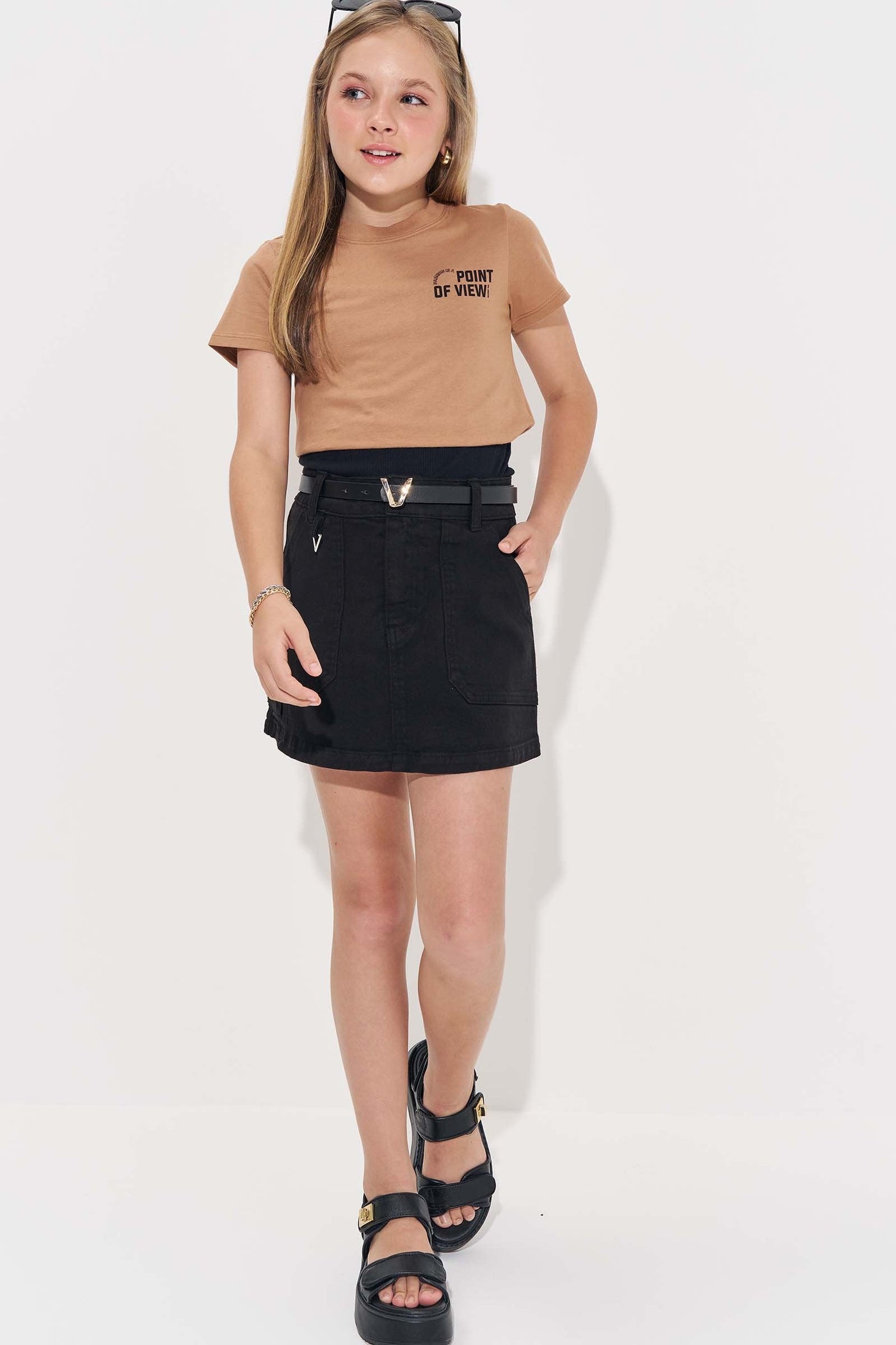 Cinto em PU com Fivela Dourada 85142 Vic&Vicky Teen Menina