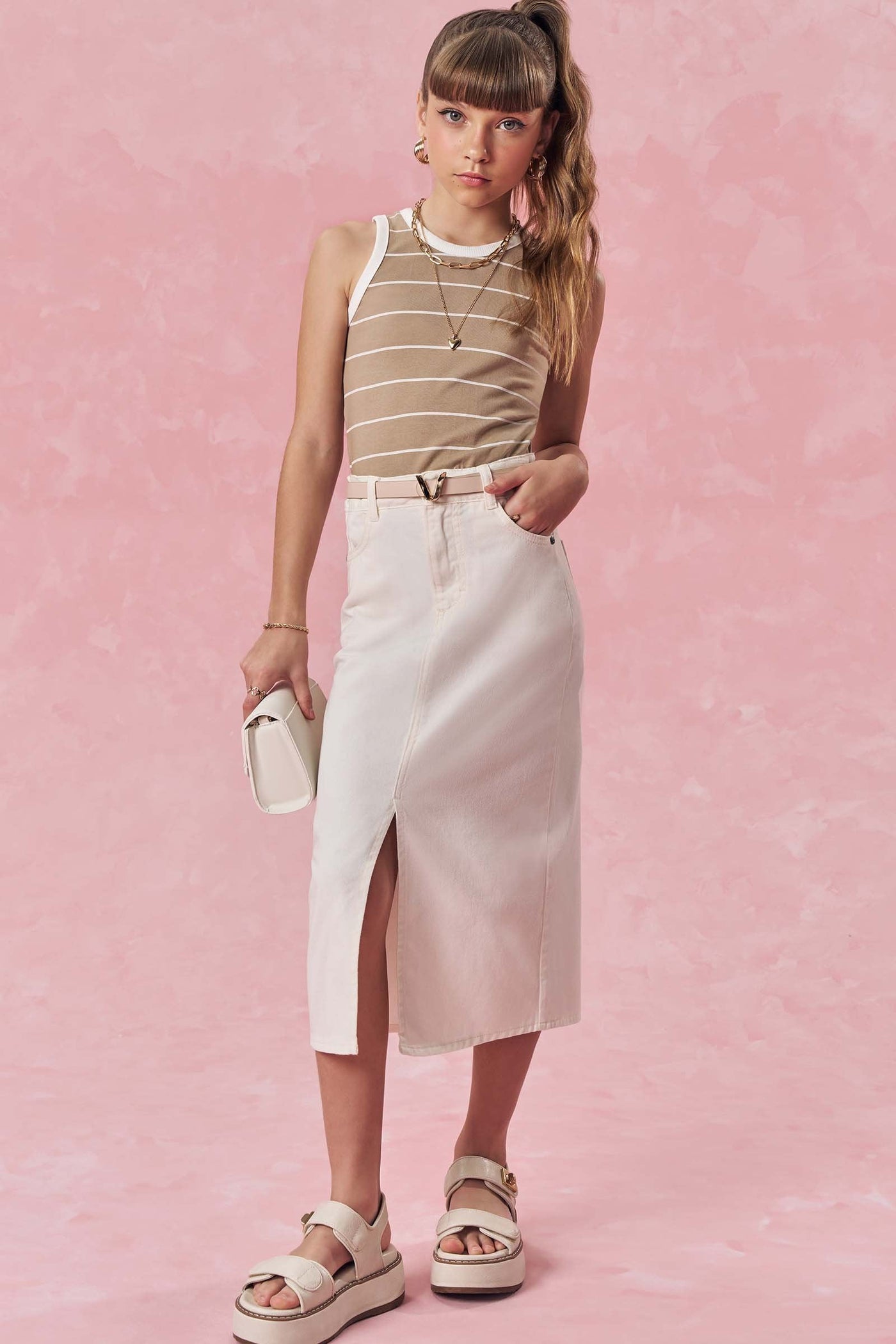 Cinto em PU com Fivela Dourada 85142 Vic&Vicky Teen Menina