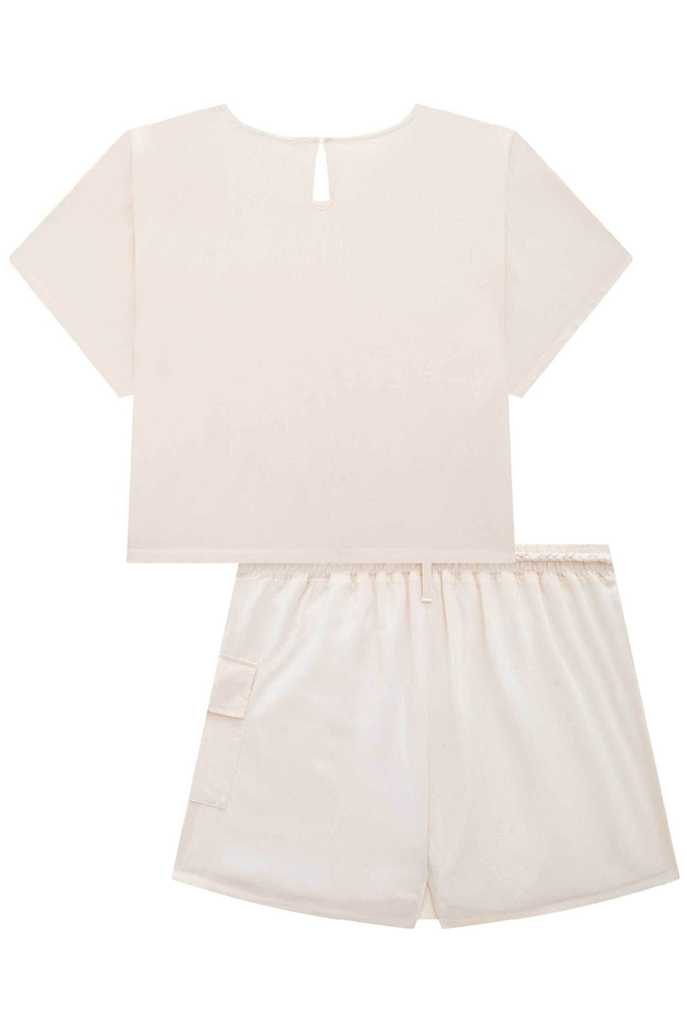 Conjunto Blusa Cropped Over e Short Saia em Viscose Linen Look 75645 Lilimoon