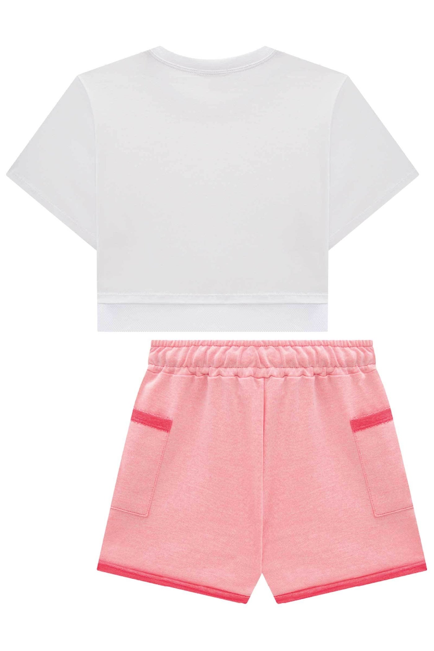 Conjunto de Blusa Boxy Over em Meia Malha e Shorts em Moletom sem Pelúcia 80306 Vic&Vicky