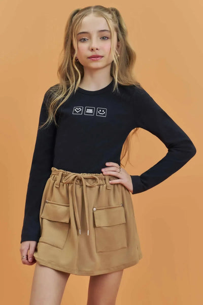 Conjunto de Blusa em Canelado Liz e Short Saia em Molevisco 80801 Lilimoon Teen Menina