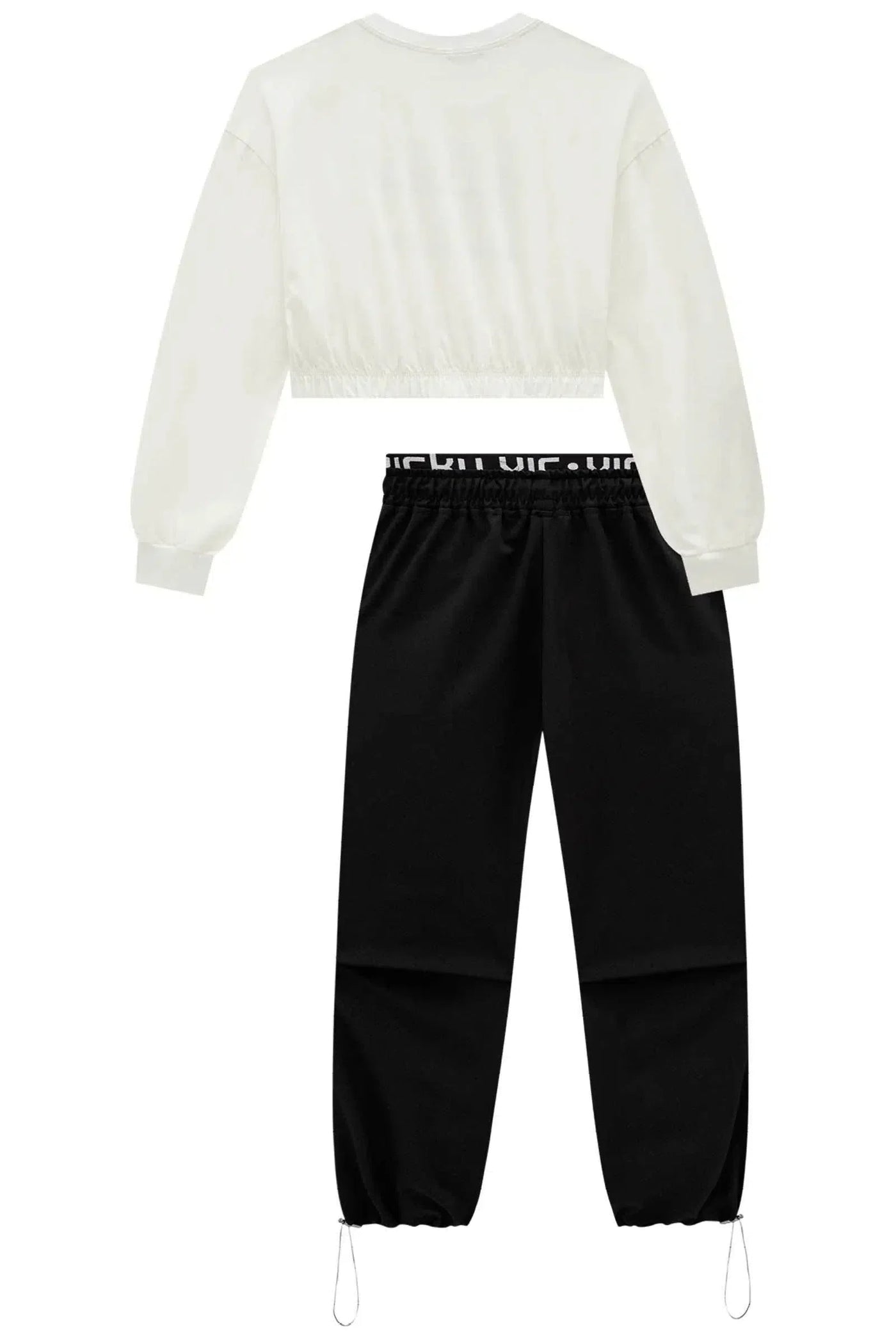 Conjunto de Blusa em Canelado Liz e Wide Leg em Moletom sem Pelúcia 81315 Vic&Vicky Teen Menina