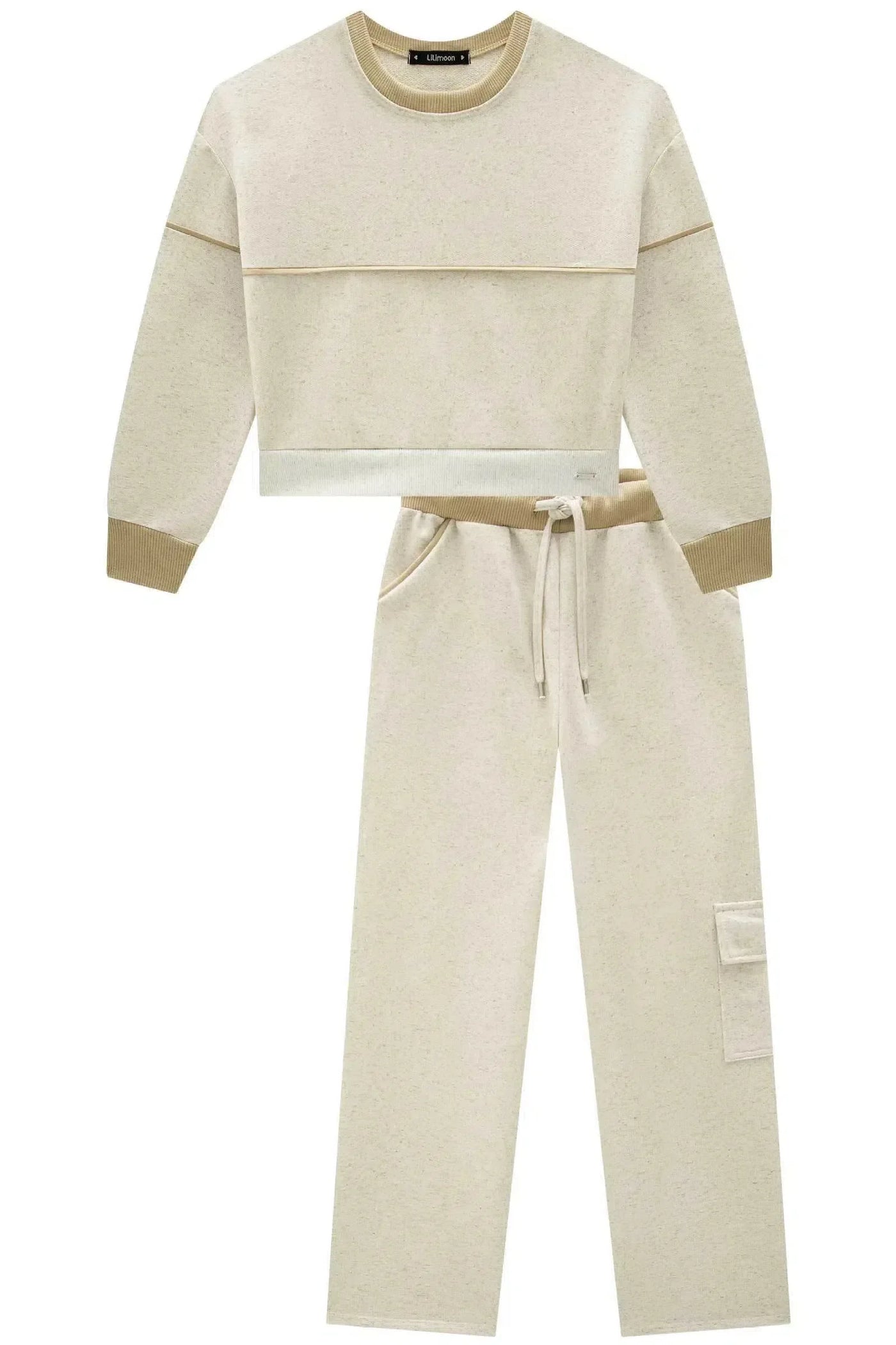 Conjunto de Blusão Boxy e Calça Reta em Moletom sem Pelúcia 80524 Lilimoon Teen Menina