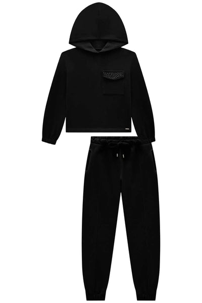 Conjunto de Blusão e Calça Jogger em Moletom com Pelúcia 80570 Lilimoon Teen Menina