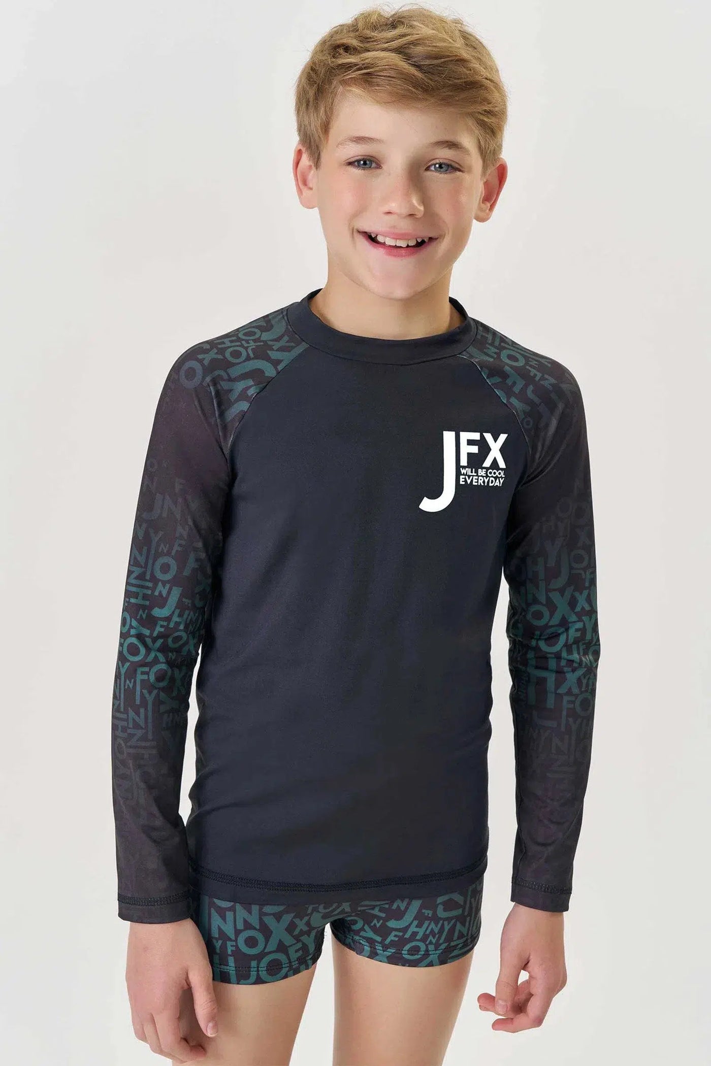 Conjunto Teen Menino de Camiseta e Sunga em Malha Uv Dry com Proteção Uv 50+ 81715 Johnny Fox