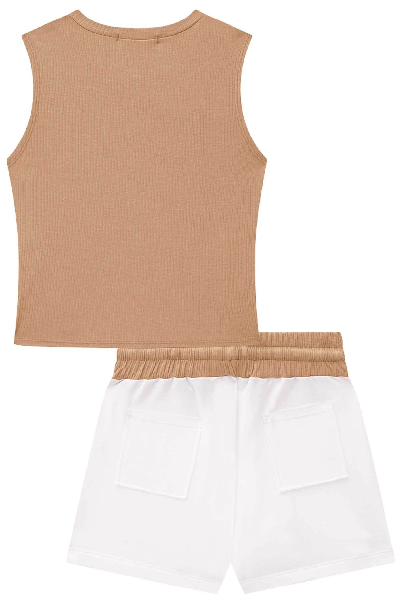 Conjunto de Regata Cropped em Canelado Mauí e Shorts em Molecotton 74578 Lilimoon