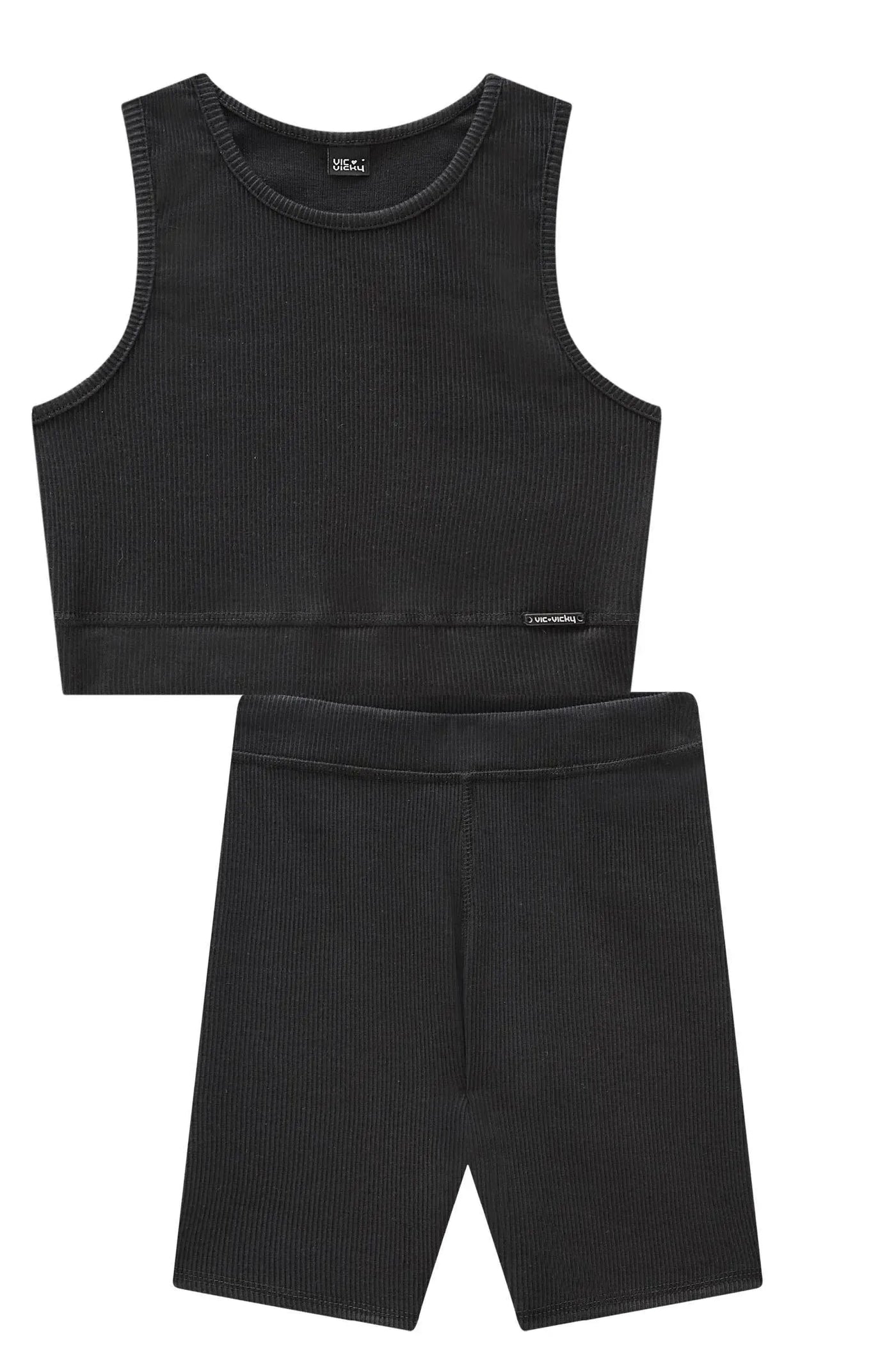 Conjunto de Top Cropped e Biker em Soft Line 86714 Vic&Vicky Teen Menina