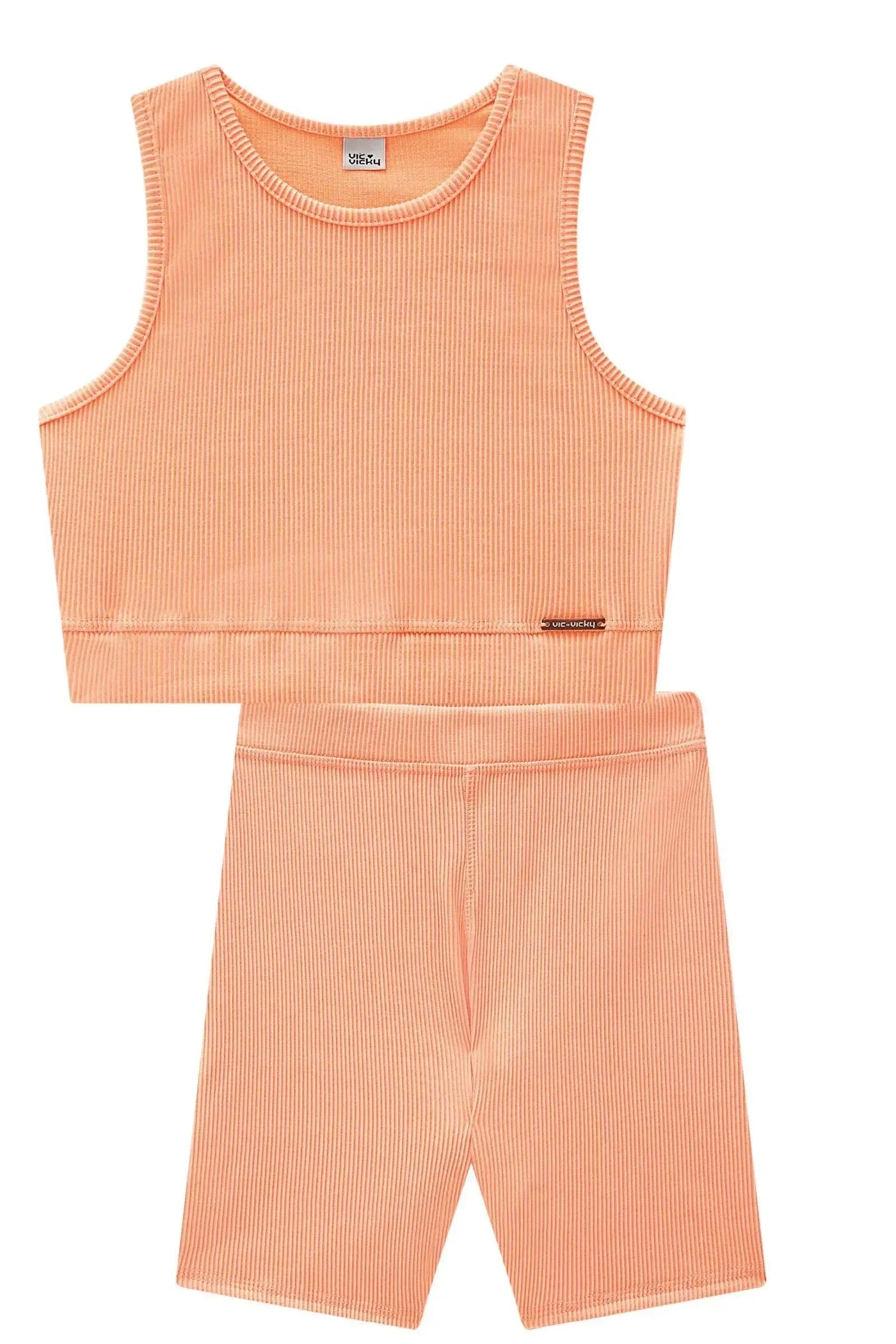 Conjunto de Top Cropped e Biker em Soft Line 86714 Vic&Vicky Teen Menina