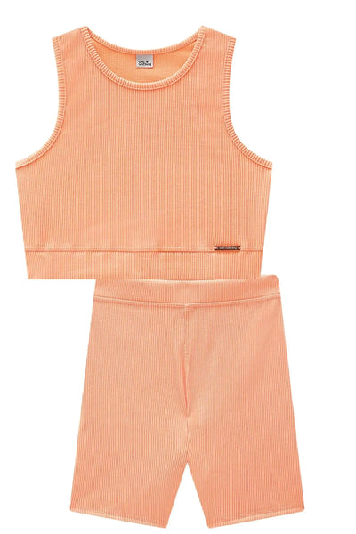 Conjunto de Top Cropped e Biker em Soft Line 86714 Vic&Vicky Teen Menina