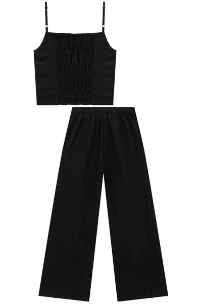 Conjunto de Top Cropped e Wide Leg em Alfaiataria 81321 Vic&Vicky Teen Menina