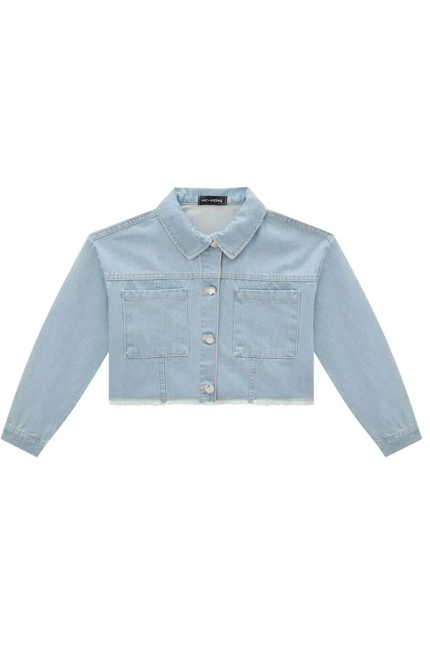 Jaqueta Baggy Cropped em Jeans 80130 Vic&Vicky Teen Menina