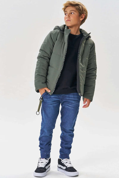 Jaqueta Puffer com Capuz Removível em Nylon Ergonômic com Elastano 80074 Johnny Fox Teen Menino
