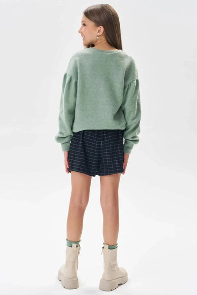 Short Saia em Malha Grid de Viscose 79593 Vic&Vicky Teen Menina
