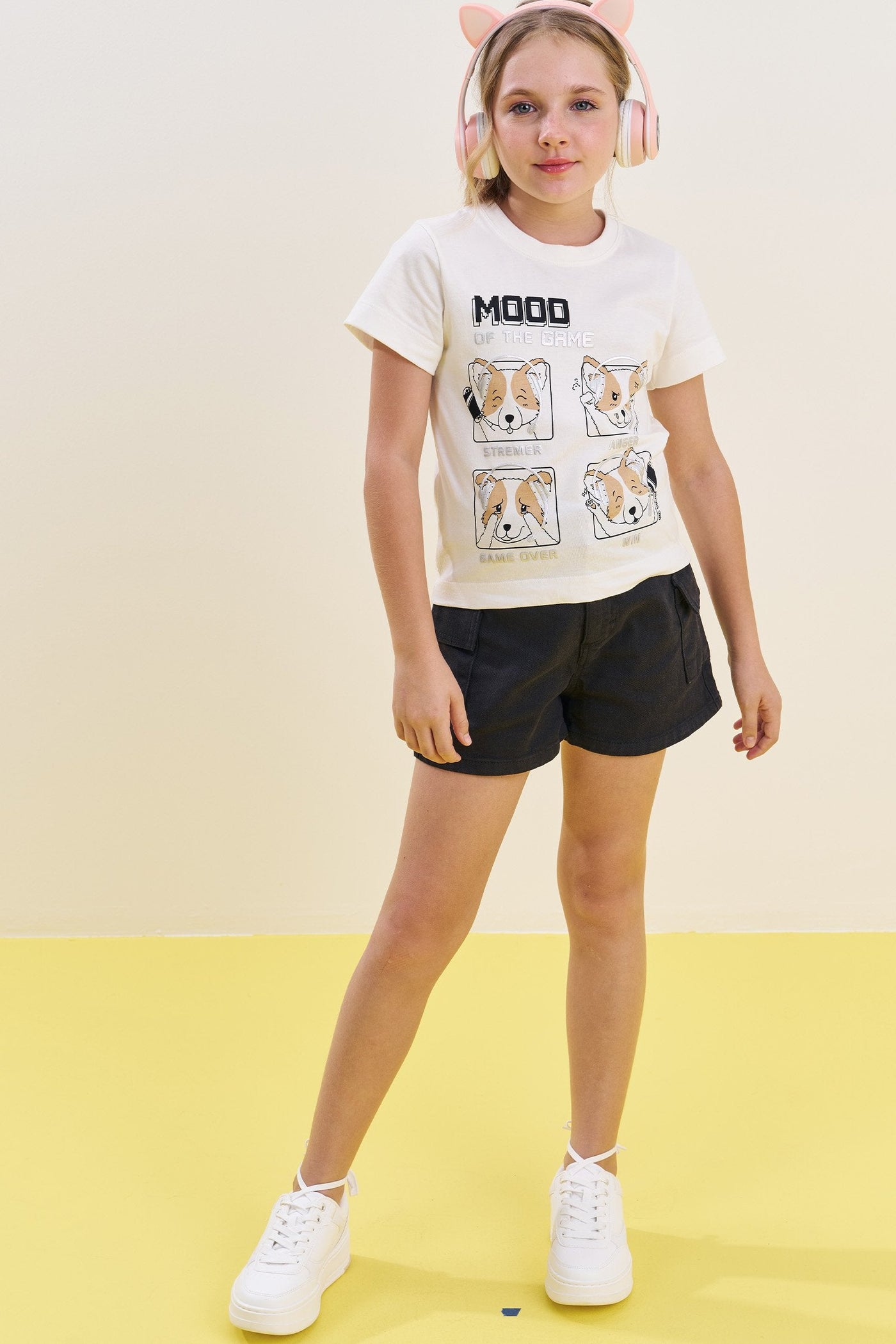 Shorts em Sarja com Elastano 82902 Vic&Vicky Teen Menina