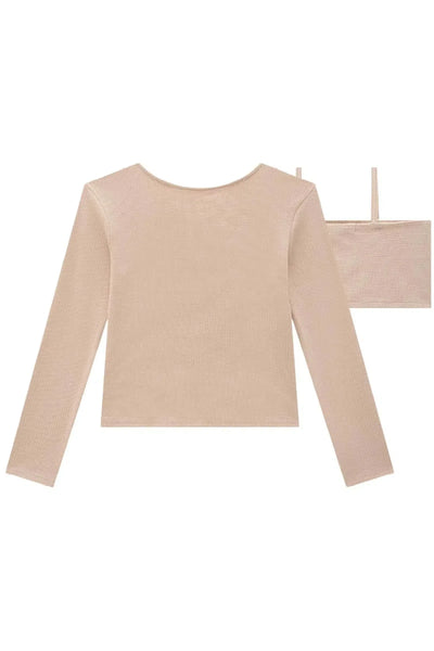 Twinset e Top Faixa em Malha Waffle 79116 Lilimoon Teen Menina