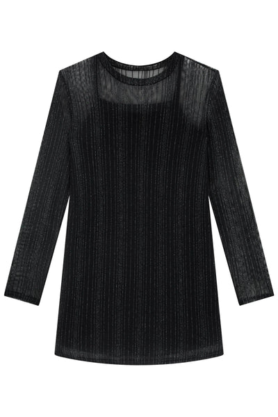 Vestido em Cotton com Sobreposição em Tule Shine 80686 Lilimoon Teen Menina