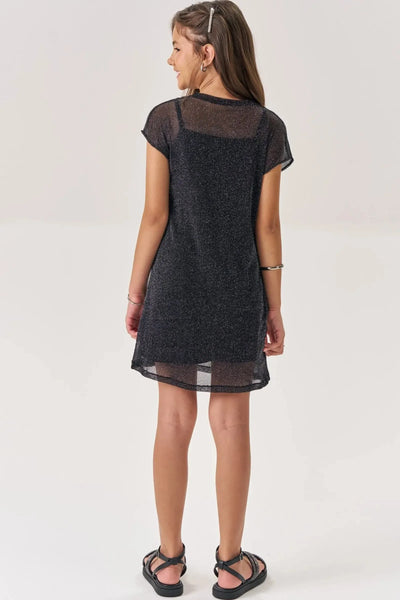 Vestido Sobreposição em Tule Brilho e Forro em Cotton 88684 Vic&Vicky Teen Menina